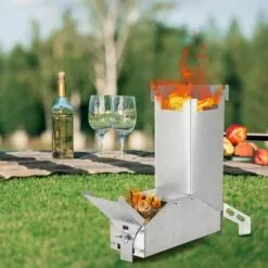 BEARSU Rocket Stove, Outdoor Collapsible Wood Burning Stainless Steel Rocket Stove Backpacking Camp Tent Pique-Nique BBQ Stove, Chauffage De Survie En Plein Air -France Barbecue Soldes Boutique 26563377 2