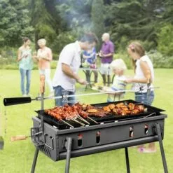 MVPOWER 107CM BBQ Tournebroche Avec Moteur 4W 220-240V 50Hz Électrique Automatique Rotatif En Acier Inoxydable Pour Grill Barbecue, Certification CE, LFGB, Argent -France Barbecue Soldes Boutique 26976836 5