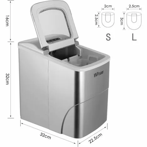 FIXKIT Machine à Glaçons / Machine à Glaçons / 12 Kg De Glaçons (26 Lbs) / Temps De Production 6-13 Minutes / 2 Tailles De Glaçons / 80W ~ 120W / Réservoir D'eau De 2,2L / Sans Raccordement D'eau / Machine à Glaçons En Argent (argent) 4 FIXKIT Machine à Glaçons / Machine à Glaçons / 12 Kg De Glaçons (26 Lbs) / Temps De Production 6-13 Minutes / 2 Tailles De Glaçons / 80W ~ 120W / Réservoir D'eau De 2,2L / Sans Raccordement D'eau / Machine à Glaçons En Argent (argent) – Image 2