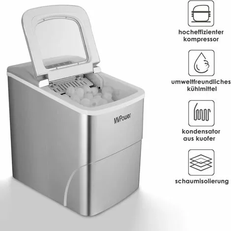 FIXKIT Machine à Glaçons / Machine à Glaçons / 12 Kg De Glaçons (26 Lbs) / Temps De Production 6-13 Minutes / 2 Tailles De Glaçons / 80W ~ 120W / Réservoir D'eau De 2,2L / Sans Raccordement D'eau / Machine à Glaçons En Argent (argent) 6 FIXKIT Machine à Glaçons / Machine à Glaçons / 12 Kg De Glaçons (26 Lbs) / Temps De Production 6-13 Minutes / 2 Tailles De Glaçons / 80W ~ 120W / Réservoir D'eau De 2,2L / Sans Raccordement D'eau / Machine à Glaçons En Argent (argent) – Image 4