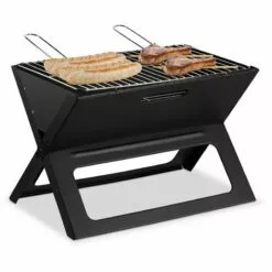 Relaxdays Barbecue Pliable, Avec Charbon Et Foyer, Pour Camping Et Pique Nique;HlP 30x45,5x30cm. Noir