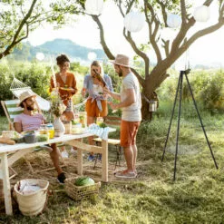 Relaxdays Barbecue Pivotant Avec Chaine De Traction, En Acier, Grillage De 52cm, Réglable En Hauteur, Trépied HxD:151 -France Barbecue Soldes Boutique 27420965 3