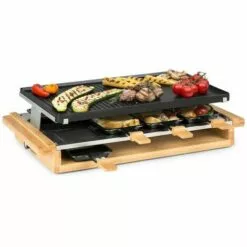 Klarstein Tournedo Raclette 1200 W Fonte D'aluminium 8 Personnes Décor Bois