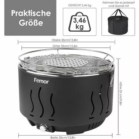FIXKIT Grill Barbecue Portable, Barbecue Au Charbon De Bois Sans Fumée,avec Sacs De Rangement Et USB Ou Ventilateur à Piles, 3 Minutes De Préchauffage, Pour Famille, Jardin, Balcon, Camping, 35x35x25cm 4 FIXKIT Grill Barbecue Portable, Barbecue Au Charbon De Bois Sans Fumée,avec Sacs De Rangement Et USB Ou Ventilateur à Piles, 3 Minutes De Préchauffage, Pour Famille, Jardin, Balcon, Camping, 35x35x25cm – Image 2