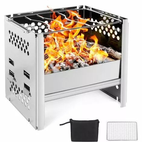 BRIDAY Réchaud De Camping Portable, Camping Poêle À Bois Léger Avec Grille Et Sac De Rangement, Pliable Compact Durable Pour Barbecue Randonnée Camping Pique-Nique Cuisine De Plein Air 3 BRIDAY Réchaud De Camping Portable, Camping Poêle À Bois Léger Avec Grille Et Sac De Rangement, Pliable Compact Durable Pour Barbecue Randonnée Camping Pique-Nique Cuisine De Plein Air