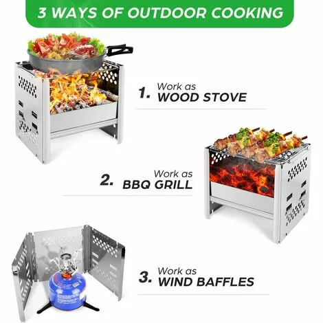 BRIDAY Réchaud De Camping Portable, Camping Poêle À Bois Léger Avec Grille Et Sac De Rangement, Pliable Compact Durable Pour Barbecue Randonnée Camping Pique-Nique Cuisine De Plein Air 4 BRIDAY Réchaud De Camping Portable, Camping Poêle À Bois Léger Avec Grille Et Sac De Rangement, Pliable Compact Durable Pour Barbecue Randonnée Camping Pique-Nique Cuisine De Plein Air – Image 2