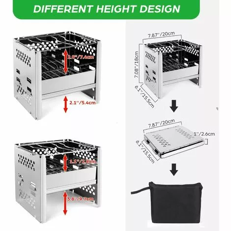 BRIDAY Réchaud De Camping Portable, Camping Poêle À Bois Léger Avec Grille Et Sac De Rangement, Pliable Compact Durable Pour Barbecue Randonnée Camping Pique-Nique Cuisine De Plein Air 6 BRIDAY Réchaud De Camping Portable, Camping Poêle À Bois Léger Avec Grille Et Sac De Rangement, Pliable Compact Durable Pour Barbecue Randonnée Camping Pique-Nique Cuisine De Plein Air – Image 4