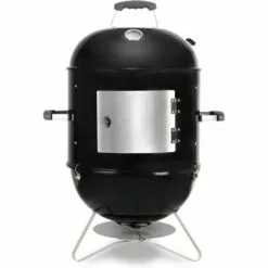 Femor Barbecue Fumoir Smoker, 3 En 1 Barbecue Charbon De Bois Avec Bol D'eau, Multifonctions BBQ Grill à Charbon, évacuation D'air Réglable, 3 Grilles Et Thermomètre, 64,5*47,5*90 Cm, Grande Capacité