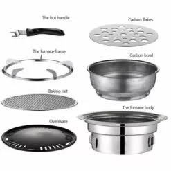 ASUPERMALL Gril A Charbon Portable En Acier Inoxydable, Grand 40 Cm, Ensemble De 7 Pieces -France Barbecue Soldes Boutique 28668581 4