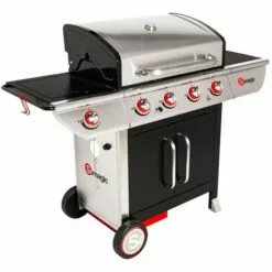 SOMAGIC - Barbecue Au Gaz MANHATTAN 450GPI - 4 Brûleurs + Réchaud 14kW - Noir