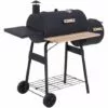 Outsunny Barbecue à Charbon Fumoir BBQ Grill Smoker Sur Pied Avec Couvercle, Roulettes, Thermomètre, étagères Acier Laminé à Froid Noir -France Barbecue Soldes Boutique 29699011 1