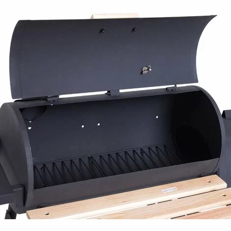 Outsunny Barbecue à Charbon Fumoir BBQ Grill Smoker Sur Pied Avec Couvercle, Roulettes, Thermomètre, étagères Acier Laminé à Froid Noir 7 Outsunny Barbecue à Charbon Fumoir BBQ Grill Smoker Sur Pied Avec Couvercle, Roulettes, Thermomètre, étagères Acier Laminé à Froid Noir – Image 5