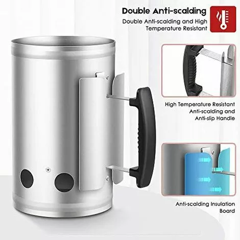 AMAGABELI BEAU JARDIN, BBQ Allume-Charbon Pour BBQ Allume-Cigare , Cheminée En Barbecues 28 X 18 Cm ,Argent Cheminée D'allumage , Barbecue Briquet Poignée De Sécurité 6 AMAGABELI BEAU JARDIN, BBQ Allume-Charbon Pour BBQ Allume-Cigare , Cheminée En Barbecues 28 X 18 Cm ,Argent Cheminée D'allumage , Barbecue Briquet Poignée De Sécurité – Image 4