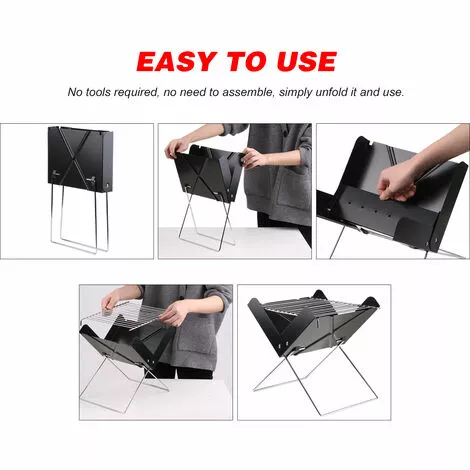 HAPPYSHOPPING Mini Barbecue Pliable En Forme De X Barbecue Grill Modele A913 Noir 4 HAPPYSHOPPING Mini Barbecue Pliable En Forme De X Barbecue Grill Modele A913 Noir – Image 2