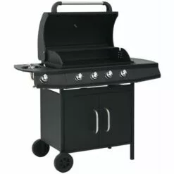 VidaXL Barbecue à Gaz 4+1 Zones De Cuisson Noir Acier - Noir