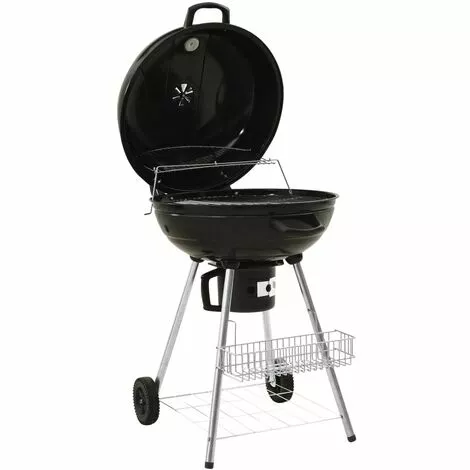 VidaXL 313358 Kettle Charcoal BBQ Grill 73x58x96 Cm Steel - Noir 4 VidaXL 313358 Kettle Charcoal BBQ Grill 73x58x96 Cm Steel - Noir – Image 2