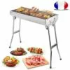 SKECTEN Barbecue Portable Et Pliable En Acier Inoxydable Avec Grille En Carbone Pour Pique-nique, Camping, Jardin, 73 X 33 X 71 Cm, Argenté