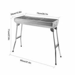 SKECTEN Barbecue Portable Et Pliable En Acier Inoxydable Avec Grille En Carbone Pour Pique-nique, Camping, Jardin, 73 X 33 X 71 Cm, Argenté -France Barbecue Soldes Boutique 33223820 2