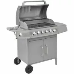 Barbecue à Gaz 6 + 1 Zone De Cuisson Argenté VidaXL -France Barbecue Soldes Boutique 3335607 3