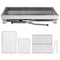 OOBEST Barbecue Portable Et Pliable En Acier Inoxydable Avec Grille En Carbone Pour Pique-nique, Camping, Jardin, 73 X 33 X 71 Cm, Argenté -France Barbecue Soldes Boutique 33752439 3