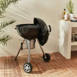 ALICE'S GARDEN Barbecue PREMIUM Charbon De Bois Ø57cm. Charles + Accessoires - Noir émaillé. Avec Grille Amovible. Aérateurs. Fumoir. Récupérateur De Cendres. Housse. Rack Et Ustensiles + Souffleur Offert - Noir -France Barbecue Soldes Boutique 33837731 3