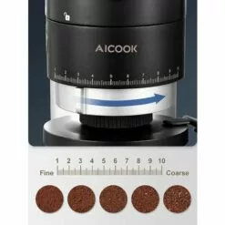 AICOK Moulin à Café électrique Avec 42 Réglages De Mouture Précis, Mouture à Une Touche De 50 Secondes, Facile à Nettoyer, Noir Mat -France Barbecue Soldes Boutique 33878651 3