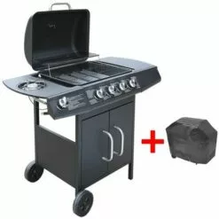 Barbecue à Gaz 4 + 1 Zone De Cuisson Noir VidaXL -France Barbecue Soldes Boutique 3426572 3