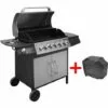 VidaXL Barbecue à Gaz 6 + 1 Zone De Cuisson Noir Et Argenté - Multicolore -France Barbecue Soldes Boutique 3444948 1