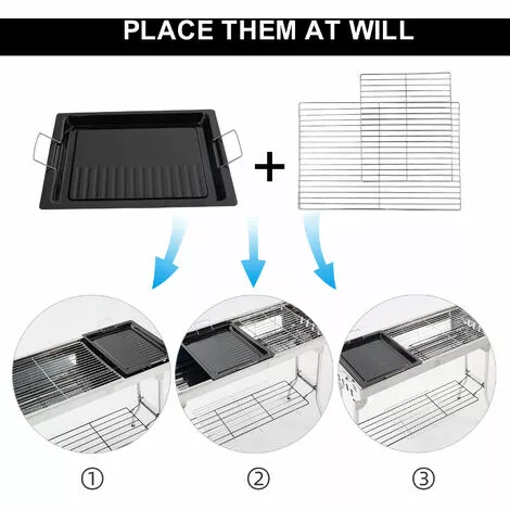 IKAYAA Gril De Barbecue En Acier Inoxydable Grand Menage Exterieur Pliable Portatif Gril A Charbon De Bois Avec Panier De Rangement De Plateau Poele A Frire 5 IKAYAA Gril De Barbecue En Acier Inoxydable Grand Menage Exterieur Pliable Portatif Gril A Charbon De Bois Avec Panier De Rangement De Plateau Poele A Frire – Image 3