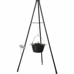MVPOWER Barbecue Suspendu Sur Trépied, Pot De Goulash (10 L) Avec Trépied (151 Cm) Et Chaîne Suspendue (250 Cm), Set Marmite à Goulasch Réglable En Hauteur, Émaillé, Résistant Aux Rayures