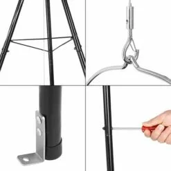 MVPOWER Barbecue Suspendu Sur Trépied, Pot De Goulash (10 L) Avec Trépied (151 Cm) Et Chaîne Suspendue (250 Cm), Set Marmite à Goulasch Réglable En Hauteur, Émaillé, Résistant Aux Rayures -France Barbecue Soldes Boutique 35021063 4