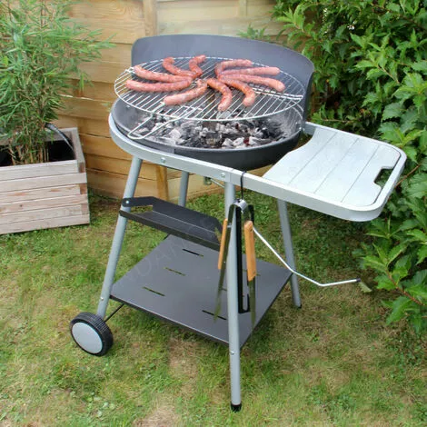 HOMEMAISON Barbecue Charbon De Bois Avec Grille Pivotante Noir 86 X 63,5 X 95 Cm - Noir 5 HOMEMAISON Barbecue Charbon De Bois Avec Grille Pivotante Noir 86 X 63,5 X 95 Cm - Noir – Image 3