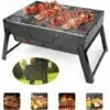 BRIDAY Barbecue Au Charbon De Bois, Barbecue Portable En Acier Inoxydable Pliable Barbecue Fumeur Gril Barbecue Bureau Parfait Pour Camping Pique-nique En Plein Air Fête De Jardin