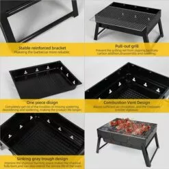 BRIDAY Barbecue Au Charbon De Bois, Barbecue Portable En Acier Inoxydable Pliable Barbecue Fumeur Gril Barbecue Bureau Parfait Pour Camping Pique-nique En Plein Air Fête De Jardin -France Barbecue Soldes Boutique 35561162 5