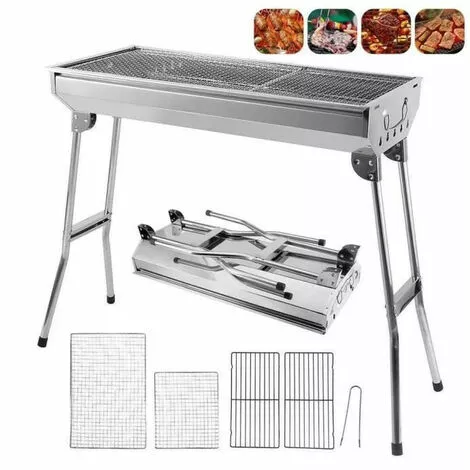 Aqrau Barbecue Gril Portable Pliable En Acier Inoxydable 4 Aqrau Barbecue Gril Portable Pliable En Acier Inoxydable – Image 2