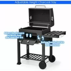 BIGZZIA Barbecue Grill - Barbecue Charbon De Bois à 2 Roues 2 Grilles Et 1 Thermomètre En Métal - Barbecue Au Charbon De Bois Avec Tablette Latérale Et Crochet Pour La Cuisine En Extérieur 9 BIGZZIA Barbecue Grill - Barbecue Charbon De Bois à 2 Roues 2 Grilles Et 1 Thermomètre En Métal - Barbecue Au Charbon De Bois Avec Tablette Latérale Et Crochet Pour La Cuisine En Extérieur -France Barbecue Soldes Boutique 35689931 3