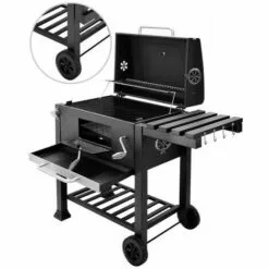 BIGZZIA Barbecue Grill - Barbecue Charbon De Bois à 2 Roues 2 Grilles Et 1 Thermomètre En Métal - Barbecue Au Charbon De Bois Avec Tablette Latérale Et Crochet Pour La Cuisine En Extérieur 11 BIGZZIA Barbecue Grill - Barbecue Charbon De Bois à 2 Roues 2 Grilles Et 1 Thermomètre En Métal - Barbecue Au Charbon De Bois Avec Tablette Latérale Et Crochet Pour La Cuisine En Extérieur -France Barbecue Soldes Boutique 35689931 5
