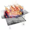 ASUPERMALL Barbecue Pliant, Support A Bois De Chauffage Exterieur En Acier Inoxydable, Outil De Pique-Nique Portable Pour Rechaud De Camping Au Charbon De Bois, Type 2 (A L'Exclusion Du Filet De Cuisson)