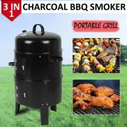 Barbecue 3 En 1, Grill, Fumoir, BBQ Smoker Avec Thermomètre De Température - Charbon De Bois VINTEKY®