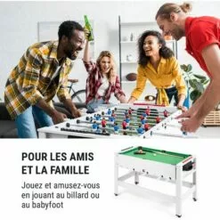 Klarfit Spin Table De Jeux 2-en-1 Billard Kicker, Rotatif à 180° , Pièce De Jeu, Blanche -France Barbecue Soldes Boutique 41822643 3