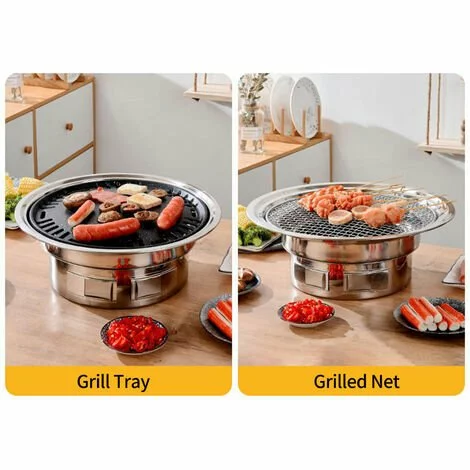 ASUPERMALL 13 Pouces Coréen Barbecue Grill Multifonctionnel Charbon De Bois Barbecue Gril Rond Camping Gril Cuisinière Table Fumeur Gril Grillé Net Et Plateau Pour Cour Pique-Nique Plage Barbecue, Argent 5 ASUPERMALL 13 Pouces Coréen Barbecue Grill Multifonctionnel Charbon De Bois Barbecue Gril Rond Camping Gril Cuisinière Table Fumeur Gril Grillé Net Et Plateau Pour Cour Pique-Nique Plage Barbecue, Argent – Image 3