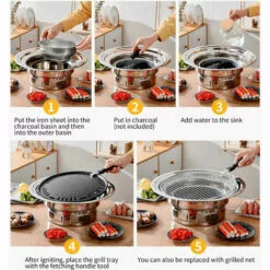 ASUPERMALL 13 Pouces Coréen Barbecue Grill Multifonctionnel Charbon De Bois Barbecue Gril Rond Camping Gril Cuisinière Table Fumeur Gril Grillé Net Et Plateau Pour Cour Pique-Nique Plage Barbecue, Argent 11 ASUPERMALL 13 Pouces Coréen Barbecue Grill Multifonctionnel Charbon De Bois Barbecue Gril Rond Camping Gril Cuisinière Table Fumeur Gril Grillé Net Et Plateau Pour Cour Pique-Nique Plage Barbecue, Argent -France Barbecue Soldes Boutique 42176481 5