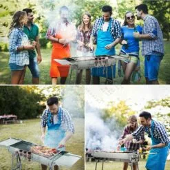 PEDY Barbecue Charbon Avec Double Ailes Pliantes En Acier Inoxydable (122 X 30 X 75 Cm) -France Barbecue Soldes Boutique 42612699 5