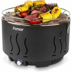 BAMNY Grill Barbecue Portable, Barbecue Au Charbon De Bois Sans Fumée,avec Sacs De Rangement Et USB Ou Ventilateur à Piles, 3 Minutes De Préchauffage, Pour Famille, Jardin, Balcon, Camping, 35x35x25cm