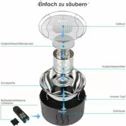 BAMNY Grill Barbecue Portable, Barbecue Au Charbon De Bois Sans Fumée,avec Sacs De Rangement Et USB Ou Ventilateur à Piles, 3 Minutes De Préchauffage, Pour Famille, Jardin, Balcon, Camping, 35x35x25cm -France Barbecue Soldes Boutique 42685187 3