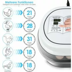 Gizcam Couveuse Automatique De 18 œufs Au Plus , Incubateur D'oeufs Transparent Et Digital, Affichage Et Contrôle De La Température, Pour Dinde/Oie/Oiseau/Caille/Poulet, Avec Instructions Multilingues -France Barbecue Soldes Boutique 42694197 4
