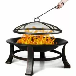 Gizcam 76x76x46cm Barbecue à Charbon De Bois,BBQ Grill,Brasero Exterieur,Brasero De Jardin,Grille Barbecue,Brasero Terrasse,avec Couverture Ètanche,pour Camping, Feu De Camp, Terrasse, Jardin