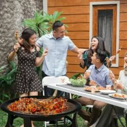 Gizcam 76x76x46cm Barbecue à Charbon De Bois,BBQ Grill,Brasero Exterieur,Brasero De Jardin,Grille Barbecue,Brasero Terrasse,avec Couverture Ètanche,pour Camping, Feu De Camp, Terrasse, Jardin -France Barbecue Soldes Boutique 42694202 5