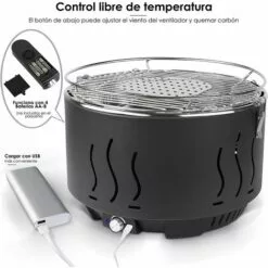 Gizcam Barbecue Charbon Avec Interface Mirco Et Ventilateur Intégré, Portable，35x35x25cm -France Barbecue Soldes Boutique 42694320 3