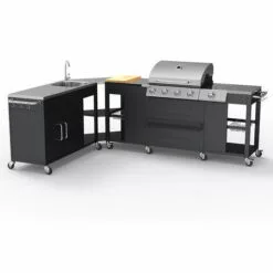 MR TUZZA Barbecue Barbecue Gaz Inox 4 + 1 Brûleurs Rack étagères évier Mustard Fr -France Barbecue Soldes Boutique 43381230 4